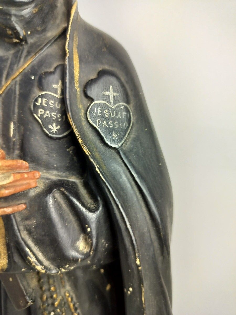 Antique 1900 Plaster  Statue Saint John Berchmans Patron Of Youth Collector Htf photo for sale