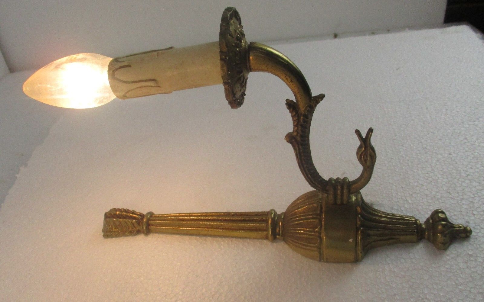 Pair French Empire Hollywood Regency Ducks Ornate Brass Wall Mounted Sconces photo 204.0