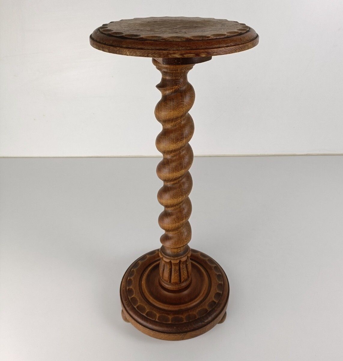 Ornate Barley Twist Hand Carved Wood Wooden Pedestal Plant Stand Bonsai Table Si photo furniture