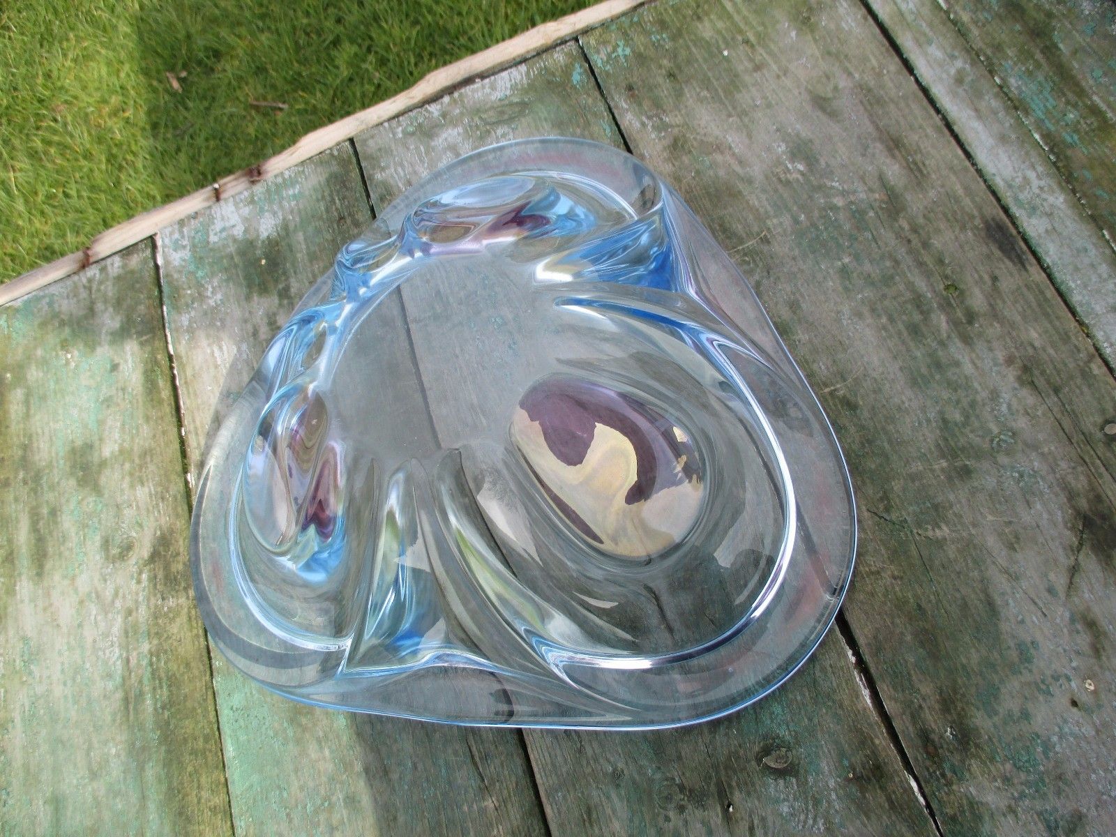 Lovely Blue Cranberry Dish Centerpiece Era Murano Poli Seguso Art Glass photo buy