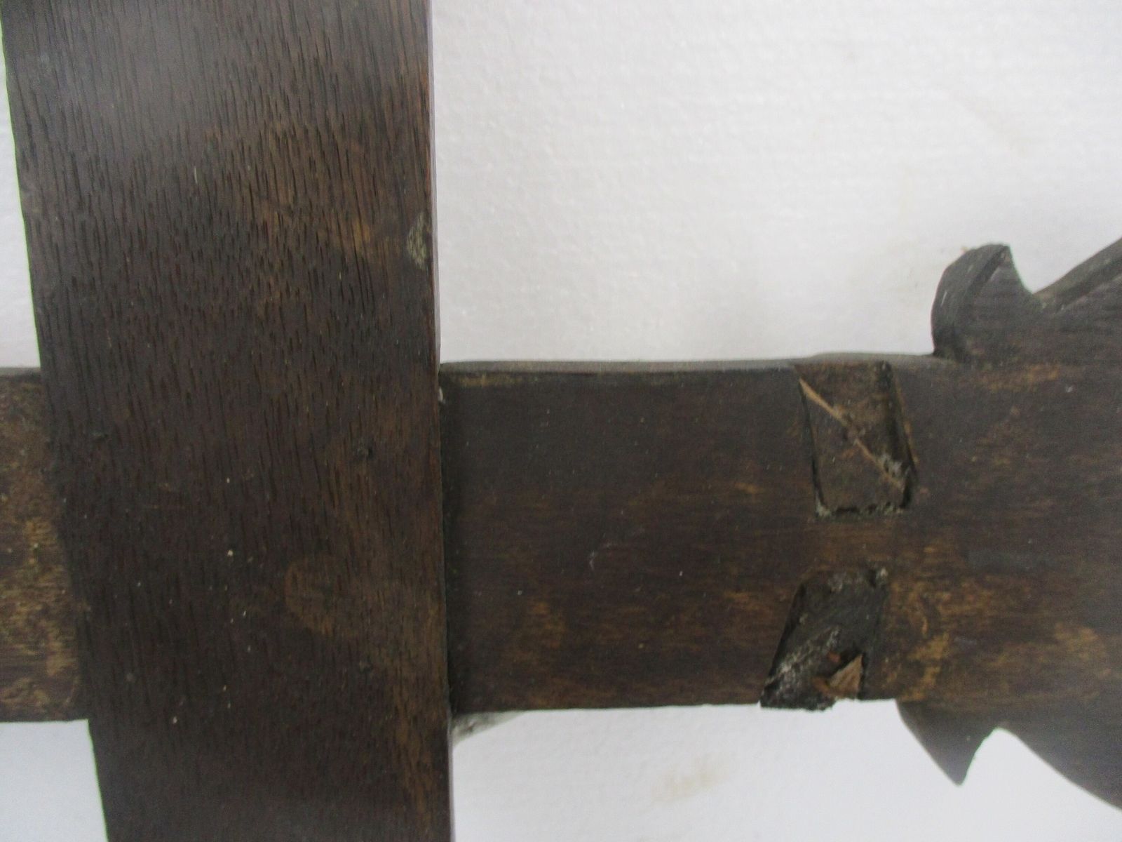 Large Hand Carved Wood Frenchg Oak Ornate Hanging Crucifix Cross Jesus Christ  S photo vintage