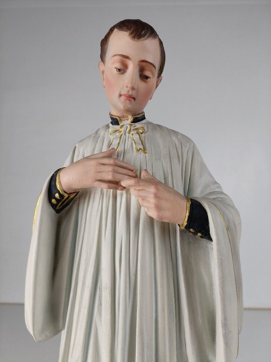 Statue Saint Aloysius Patron Saint Young Students Gorgeous Polychrome Very Rare photo buy