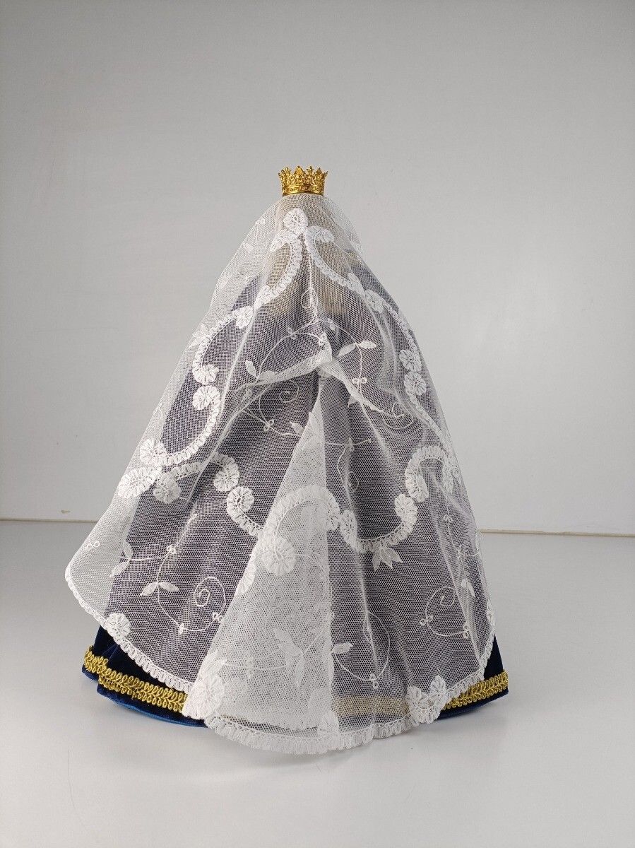 Hand Made Wax Madonna  Doll Virgin Mary Our Lady With Infant Jesus Figurine  Mad photo buy