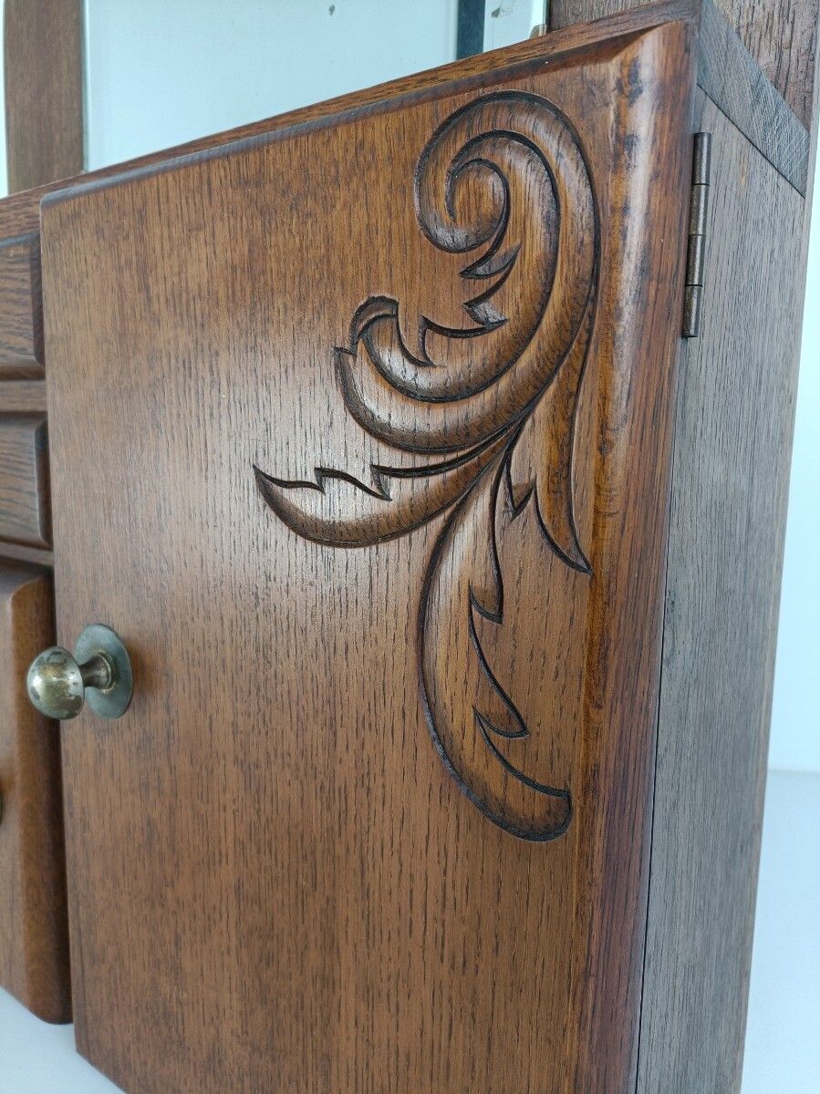 Large Apothecary Bathroom Medicine Kitchen Cabinet Wood Art Deco  Antique Bevele photo buy