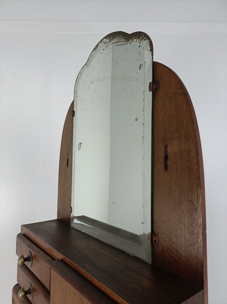 Large Apothecary Bathroom Medicine Kitchen Cabinet Wood Art Deco  Antique Bevele photo vintage