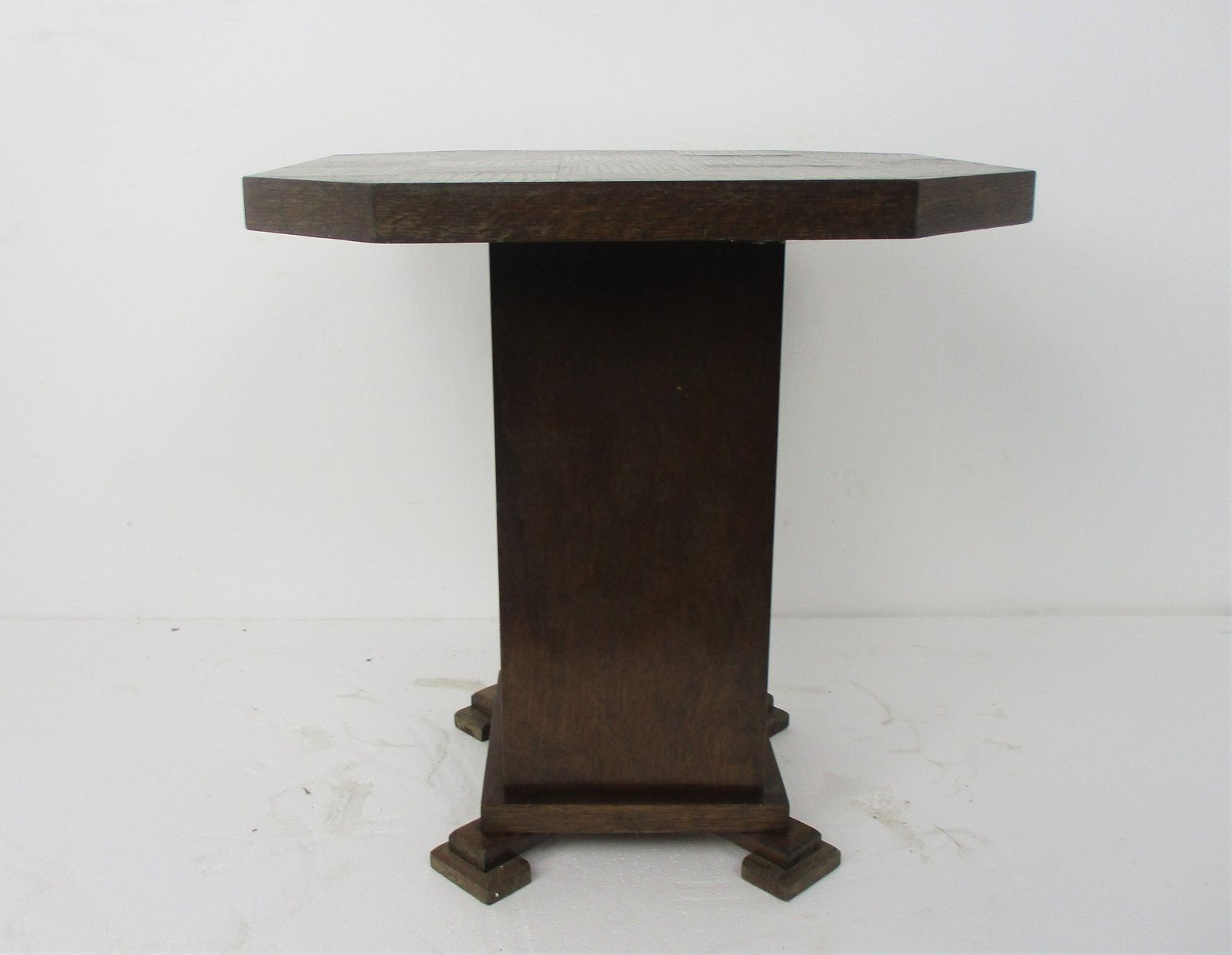 Art Nouveau Ornate Hand Carved Wooden Table Console Coffee Side Table Checkered photo for sale