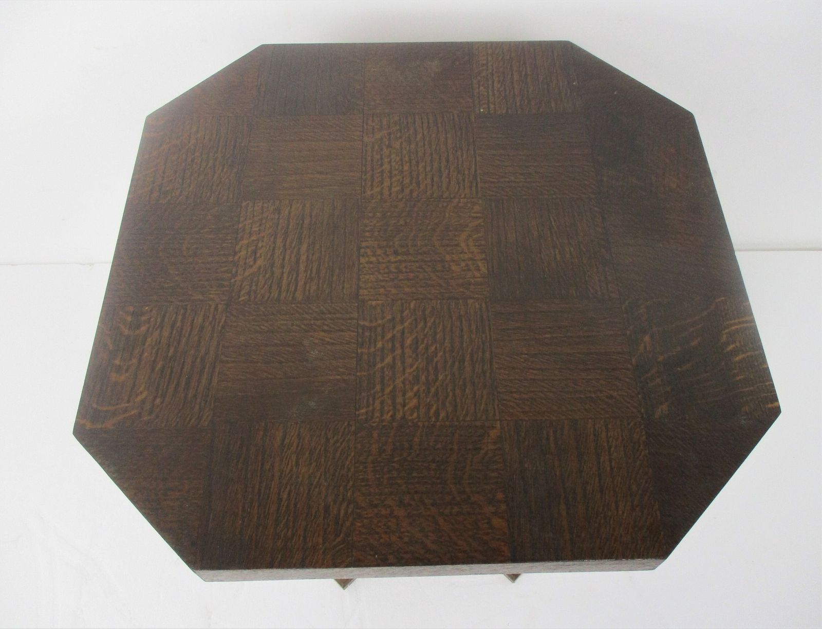 Art Nouveau Ornate Hand Carved Wooden Table Console Coffee Side Table Checkered photo vinterior