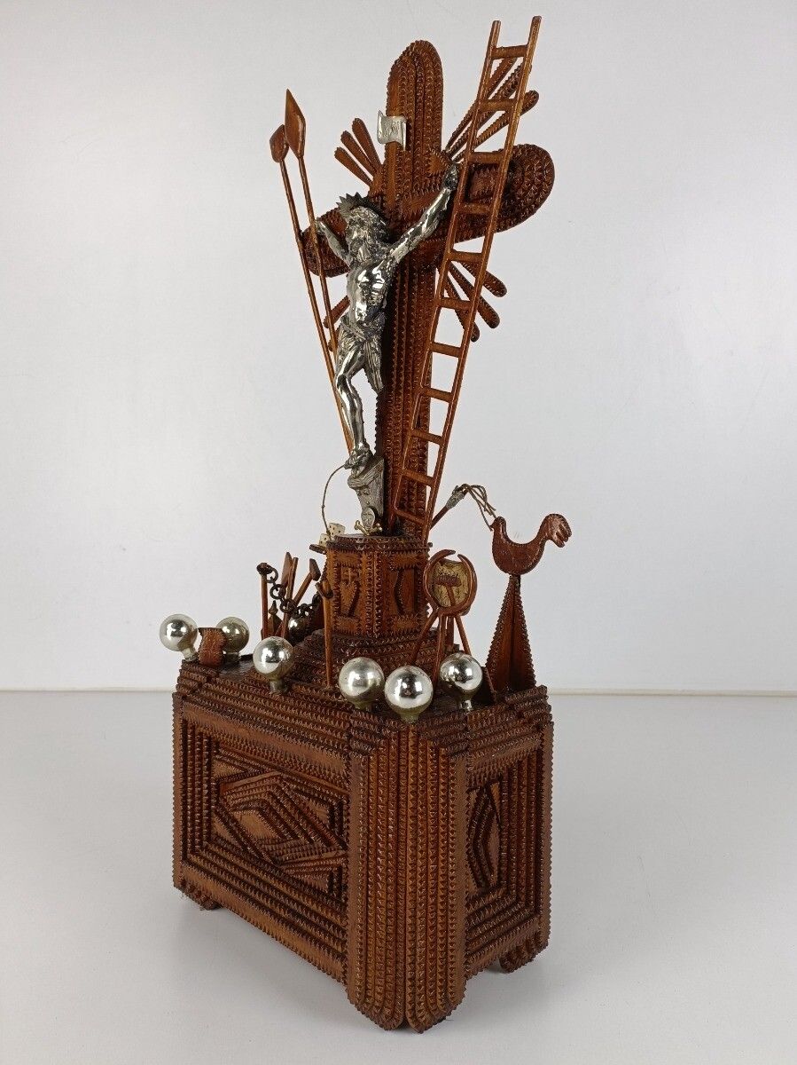 photo furniture Tramp Trench Tramp Folk Art Standing Hand Made Wood Crucifix Tools Of Passion Ro