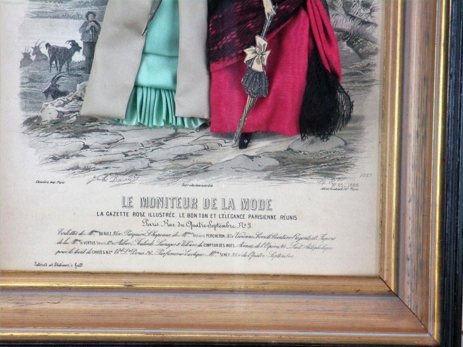 Moniteur De La Monde Fabric Embellished 3d Victorian Shadow Box Fashion Print photo for sale