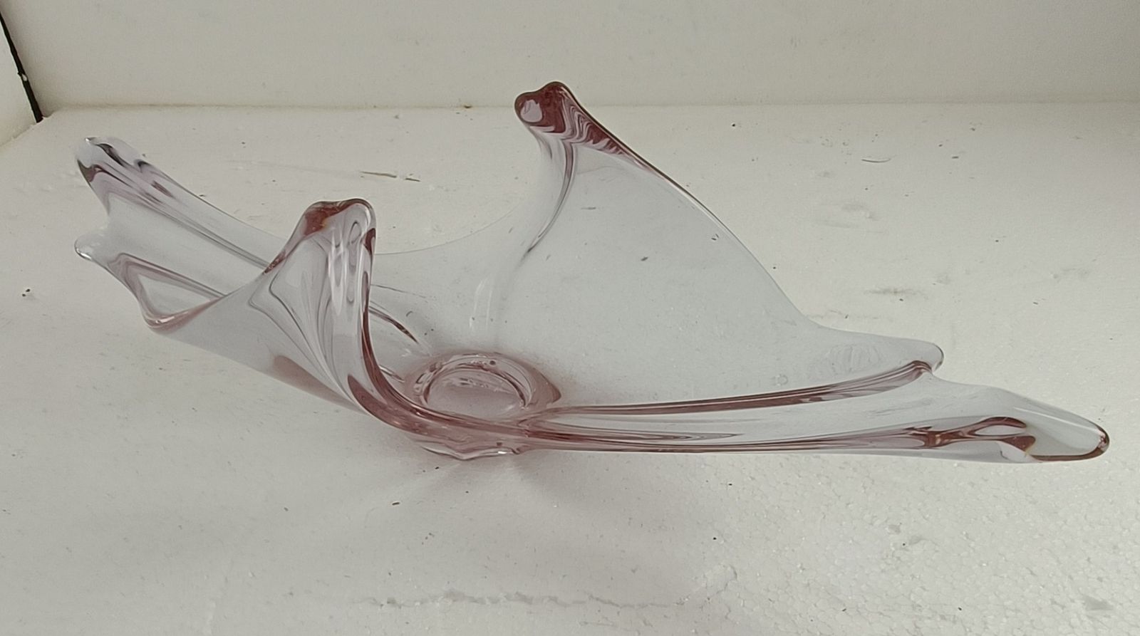 Val St Lambert Belgium Bowl Fruit  Dish Centerpiece Light  Purple Art Glass Vint photo 142.0