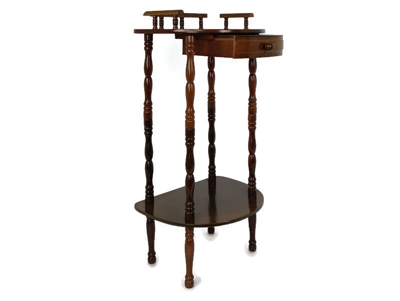 Pedestal  Side Table Plant Bonsai Stand Italian Wood Vintage Etagère Display Ca