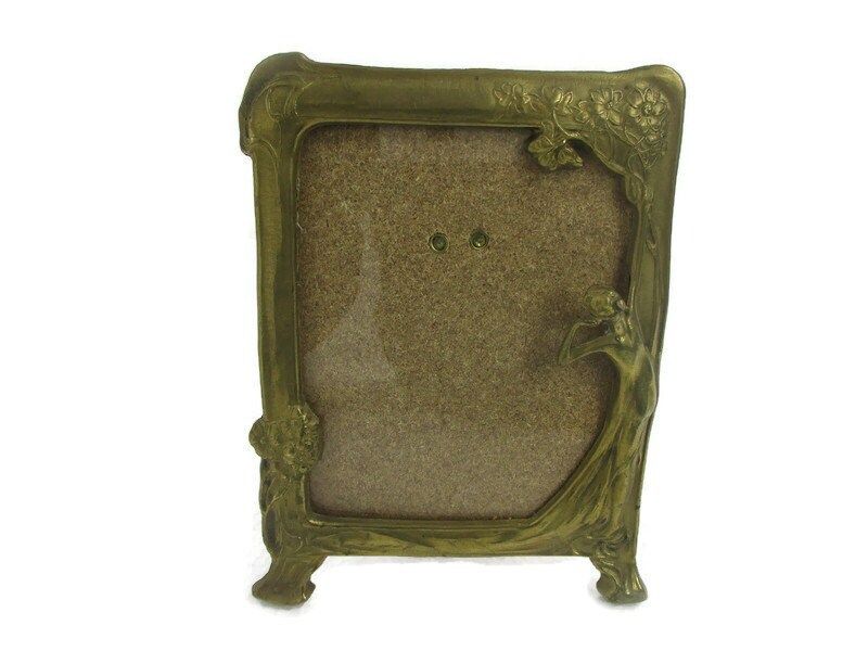 Standing Art Deco Bauhaus Picture Frame Ornate Brass Lady Rare Gorgeous Stylish