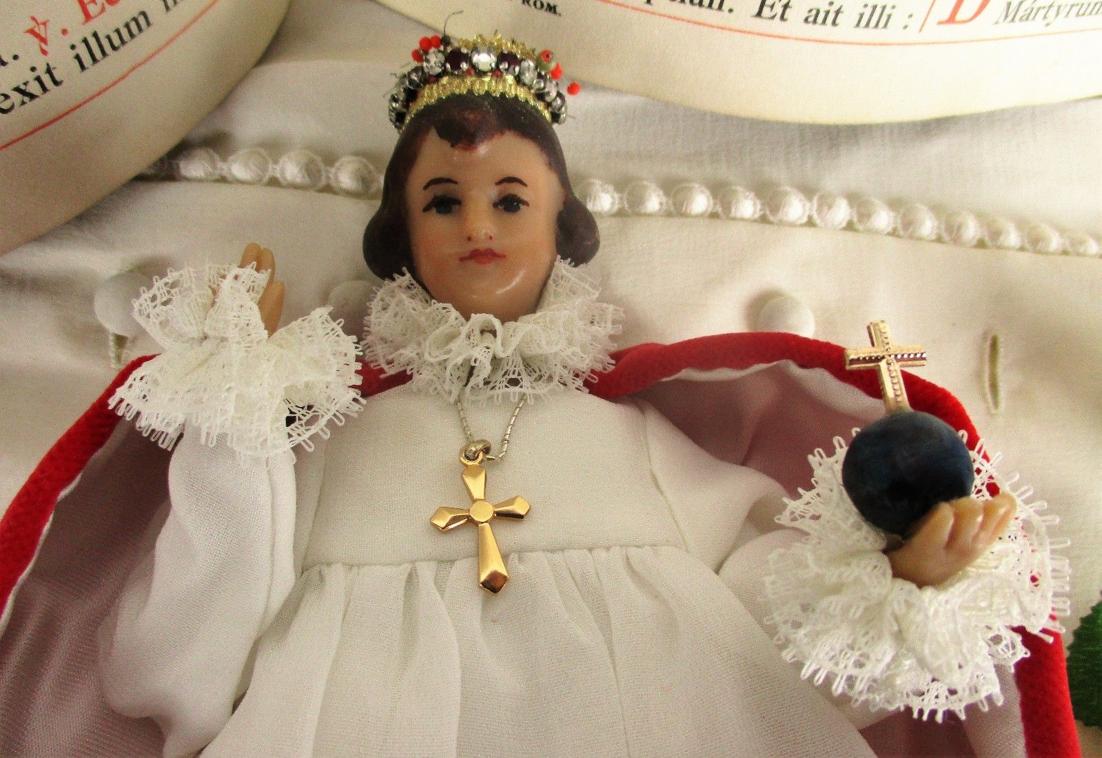photo for sale Figurine Statue Wax Little Infant Of Prague Santo Nino Doll Collector  Htf 8.6"