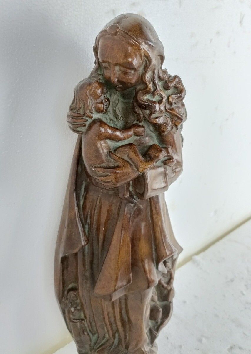 Wall Hanging Statue Plaster Madonna Infant Jesus Saints Sculpture Wow Vintage photo buy