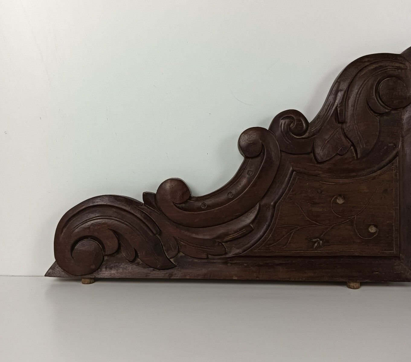 Pair  Corbels Hand Carved Wood Pediment Ornate Finial Architectural Brackets Fin photo vinterior