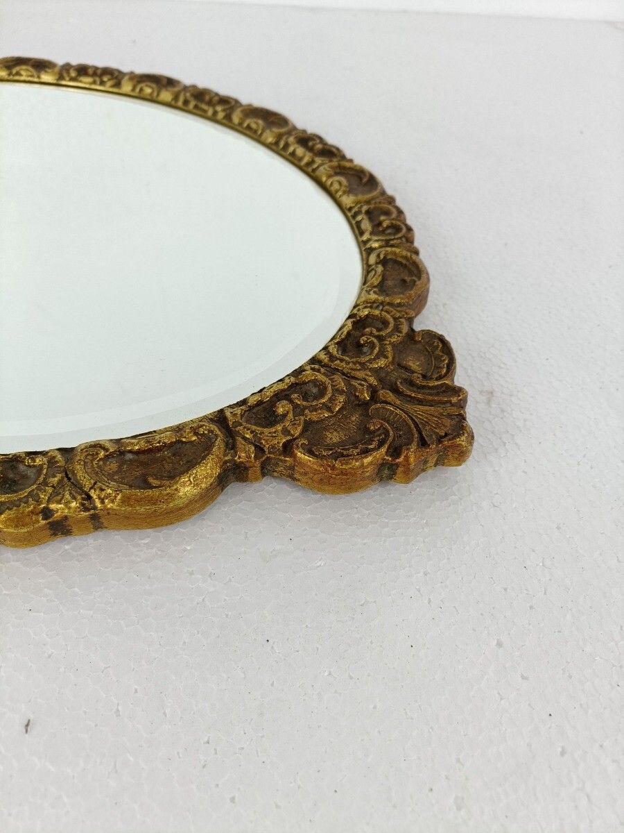 Gorgeous  Oval  Wooden Beveled Glass Wall Hanging Mirror  Hollywood Regency  Roc photo Home Decor
