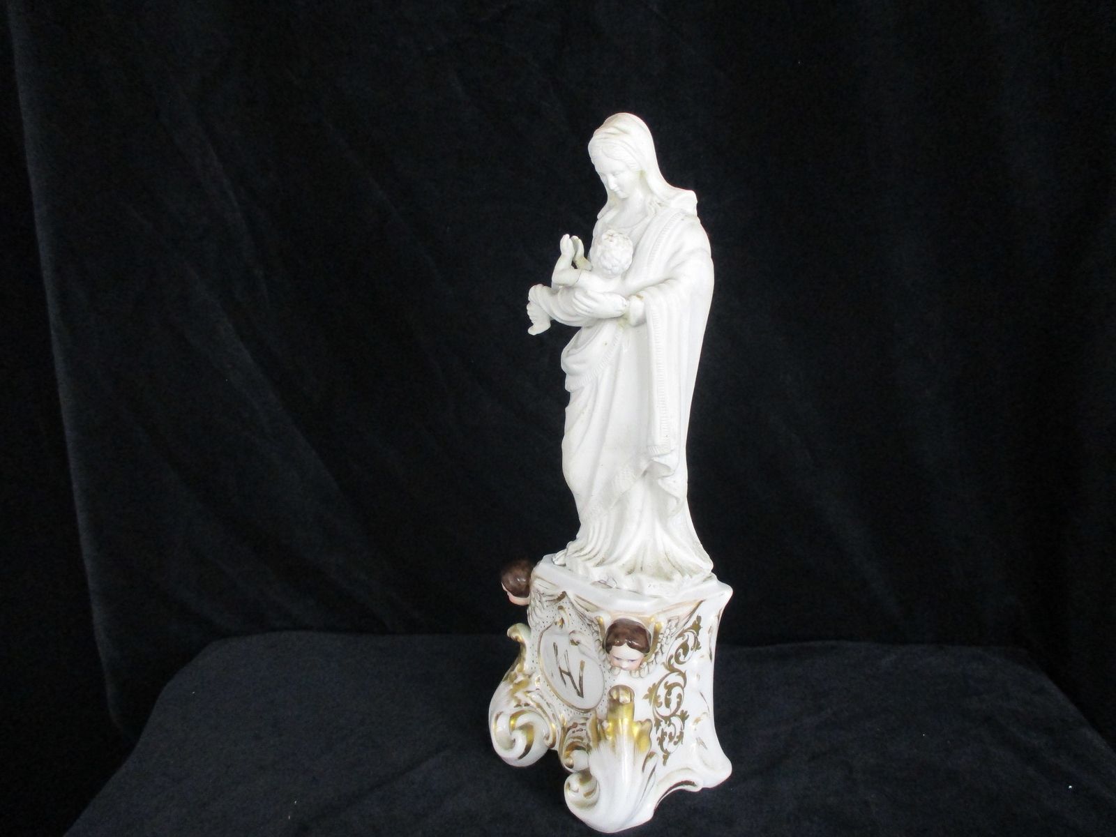 Large Antique 1900 Vieux Paris Porcelain Bisque Statue Virgin Mary Madonna With photo 133.0