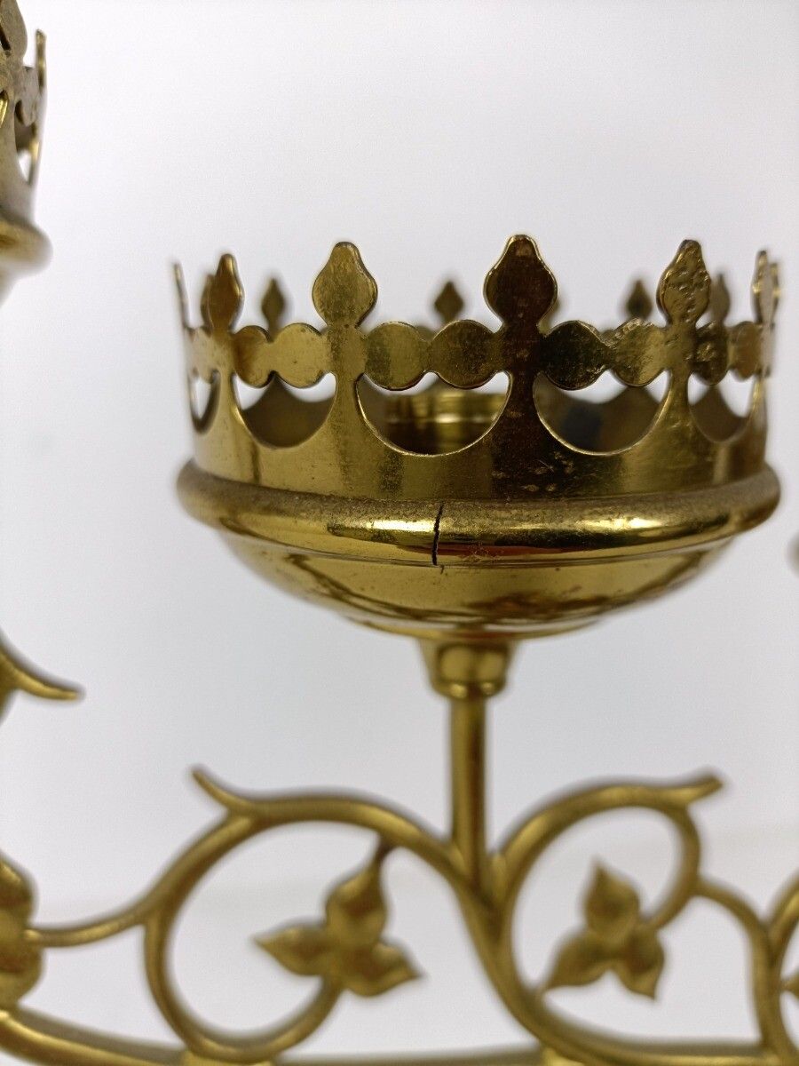 Candle Holder  Brass  Ornate Hollywood Regency Style Stylish Candelabra 5 Arm Le photo vintage