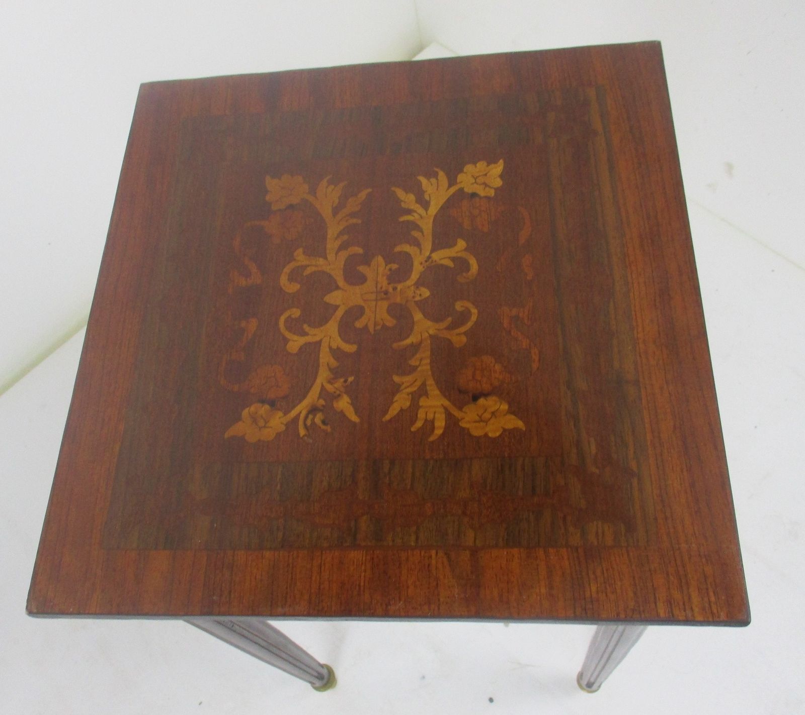 Set Of 3 Vintage Nesting Stacking Coffee Side Tables Brass Marquetry Italy Itali photo 678.0