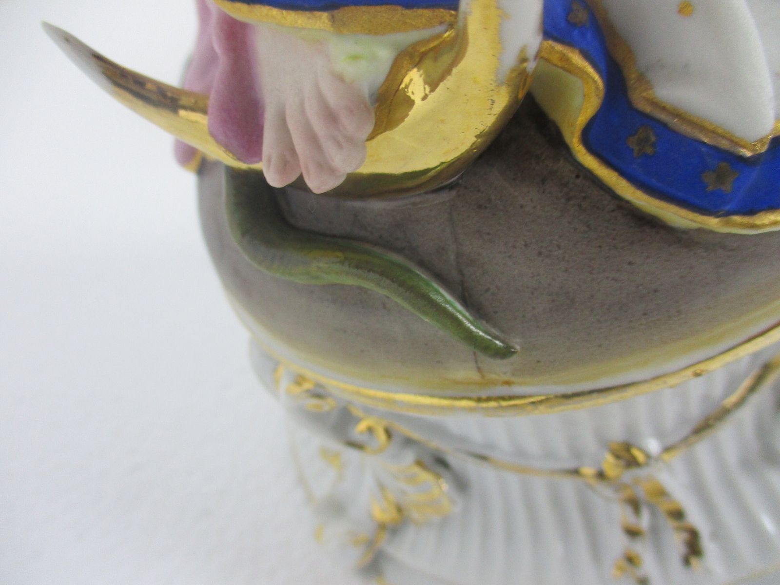 French Antique Bisque Statue Praying Virgin Mary Lady Madonna  Treading On Snake photo vinterior