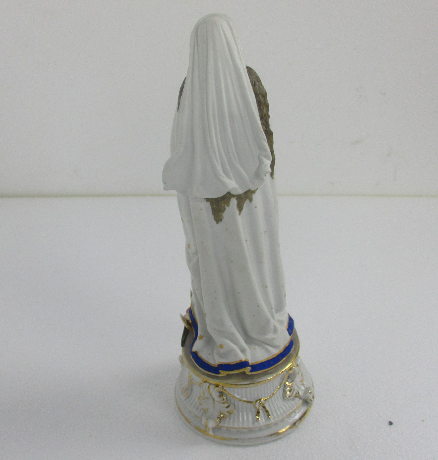 French Antique Bisque Statue Praying Virgin Mary Lady Madonna  Treading On Snake photo buy