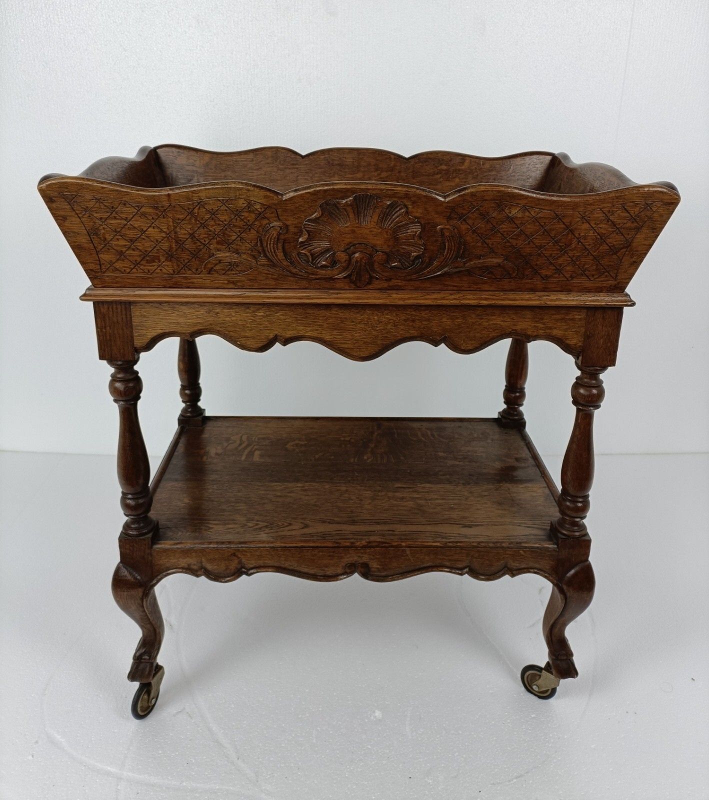 photo for sale Bar Cocktail Tea Cart Trolley  Mid Century Modern Kitchen Island Ornate Wood Wow