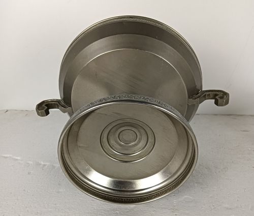 Art Deco Spelter  Communion Dish Bowl Centerpiece Ciborium Tray Etched Glass Cat photo for sale