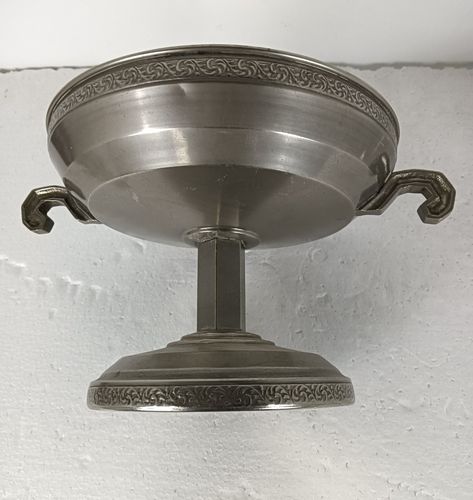 photo furniture Art Deco Spelter  Communion Dish Bowl Centerpiece Ciborium Tray Etched Glass Cat