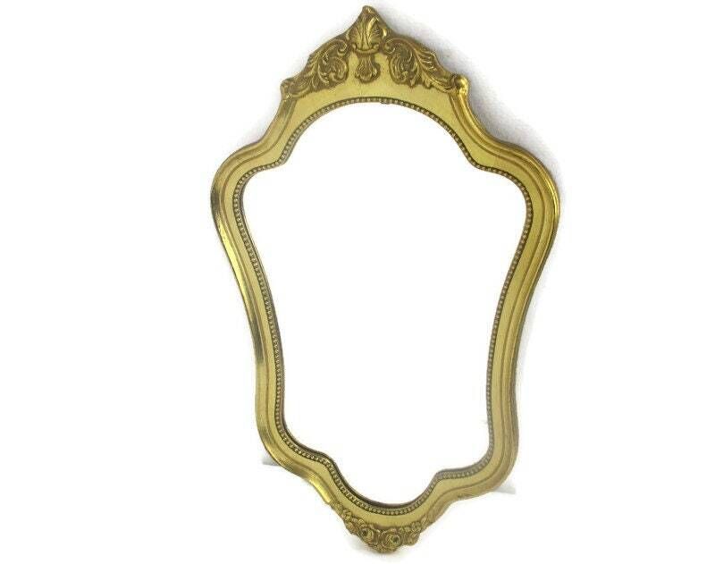 Ornate Mirror Wood Gold Gilded Ornate Hollywood Regency Style Gorgeous Hobnails