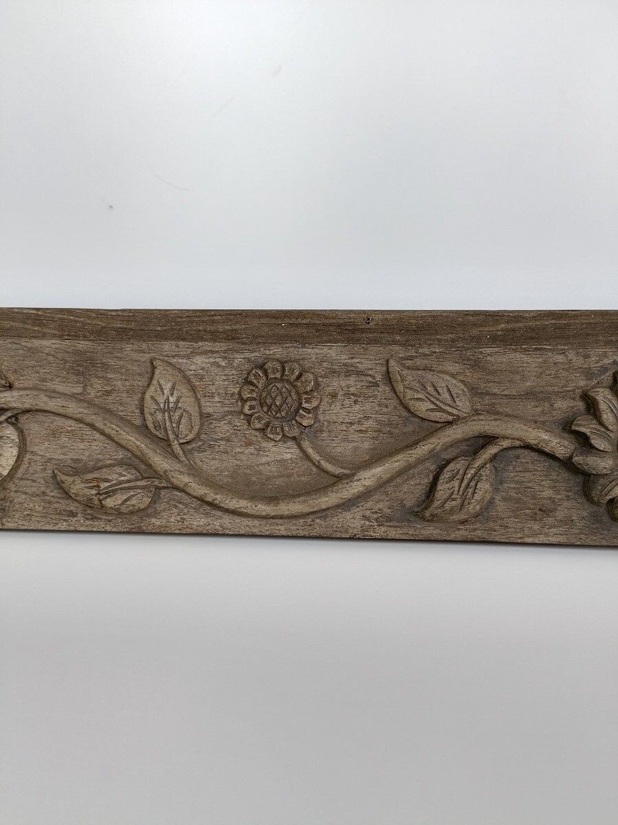 Antique Hand Carved Wooden Pediment Corbel Architectural Slat Sunflowers Beautif photo buy