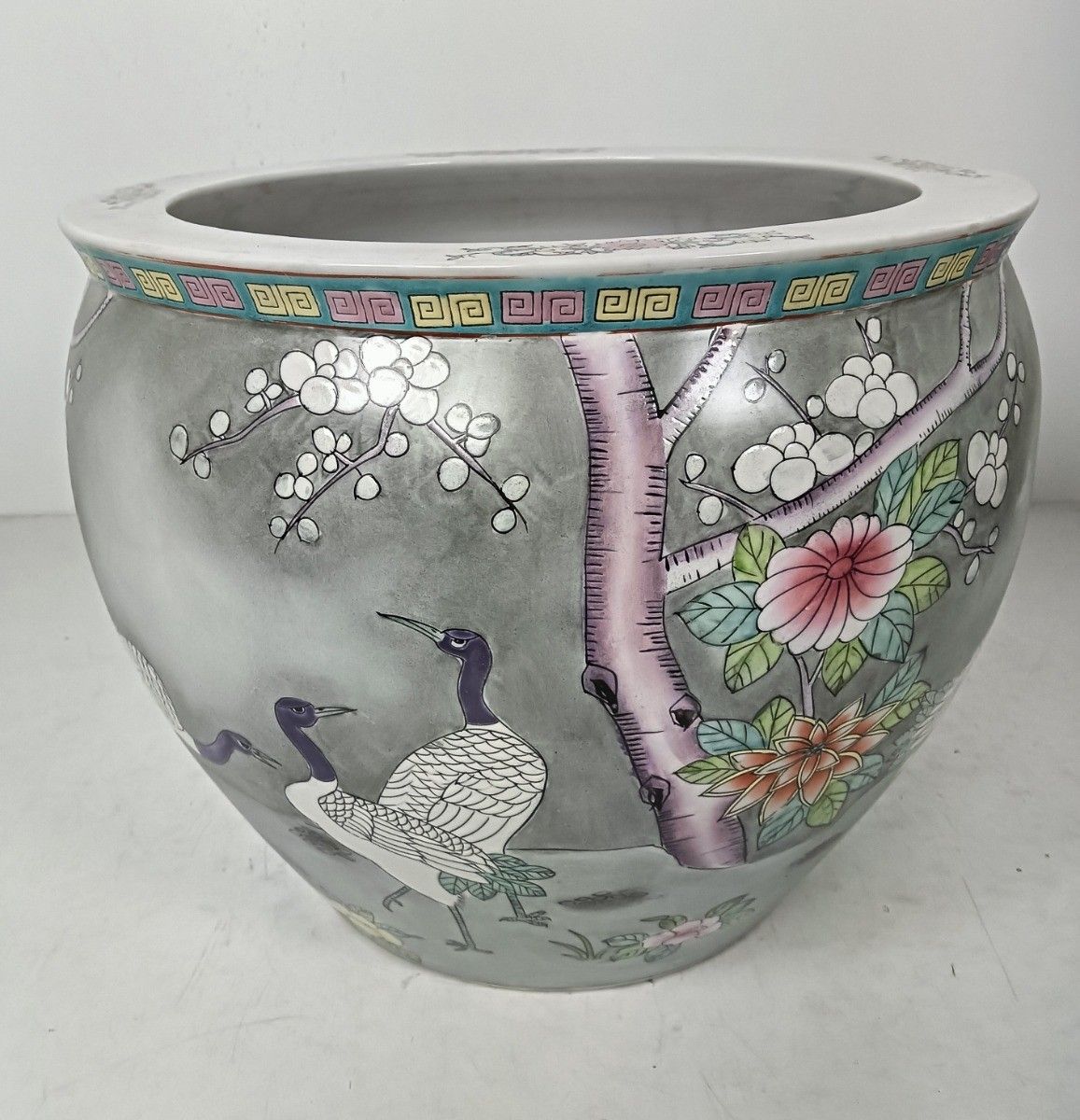 Vintage Chinese Porcelain Koi Fish Bowl Planter Vase Cachepot Flower Pot Shades photo furniture