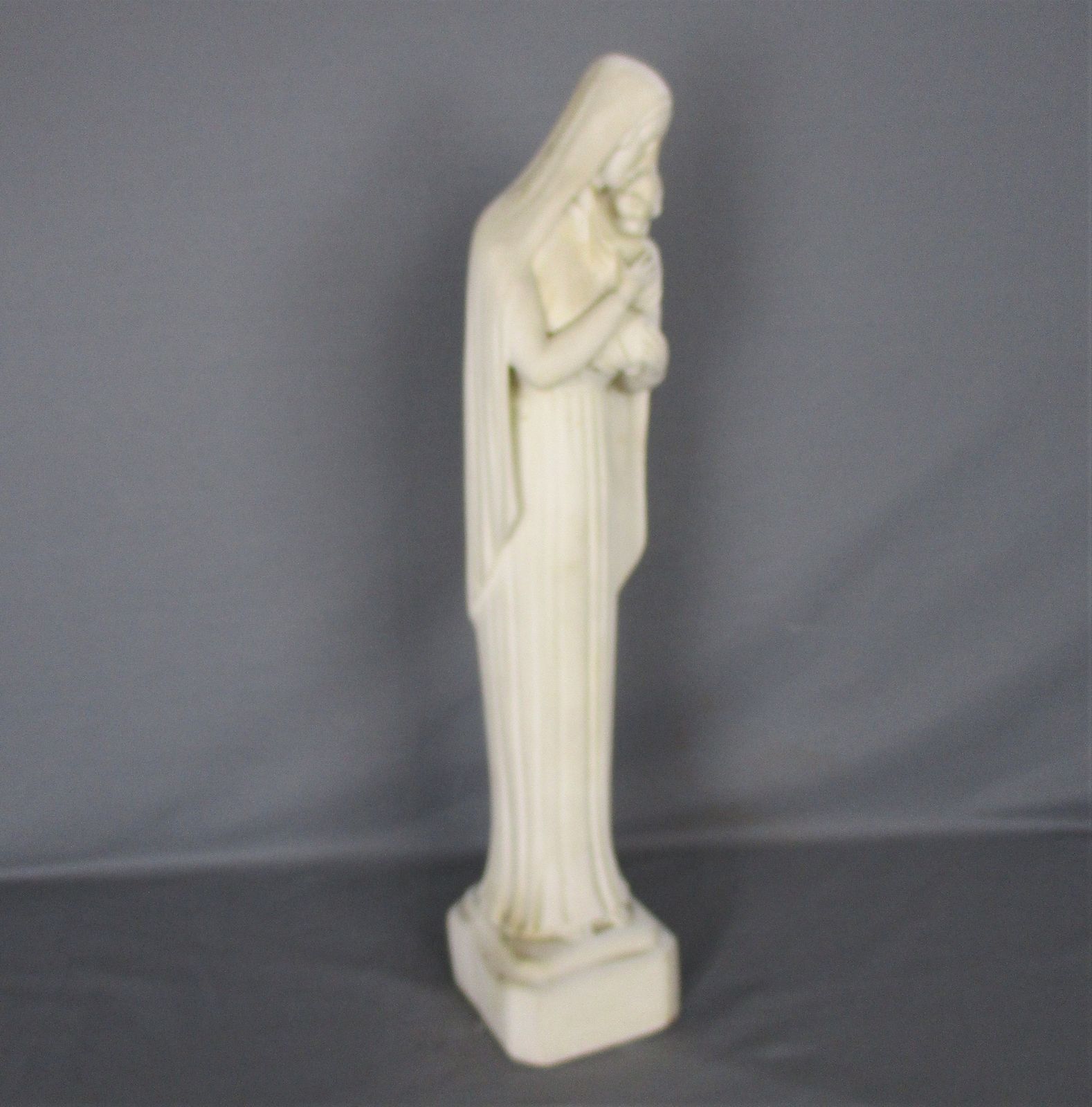 L Art Deco Virgin Mary Madonna Infant Child Plaster Statue Tenderness Lovely Chu photo for sale