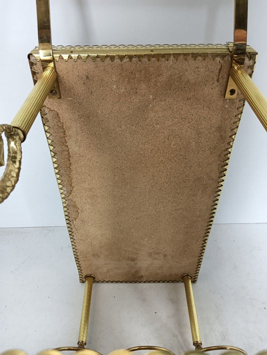 photo furniture Bar Cart Hollywood Regency  Marble Tops Vintage Brass Fish 2 Tier Serving Cart,