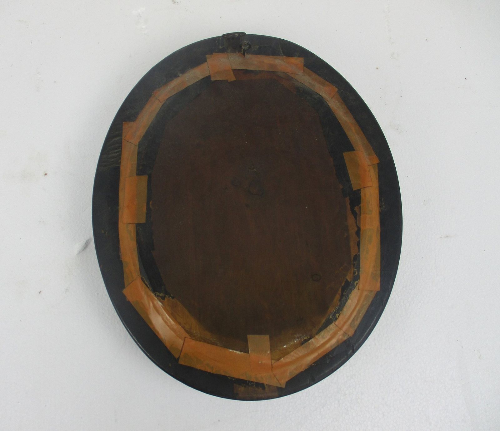 Antique Oval Ornate Wooden Frame  Convex Glass Dome Jesus Christ Golgotha Crucif photo vinterior