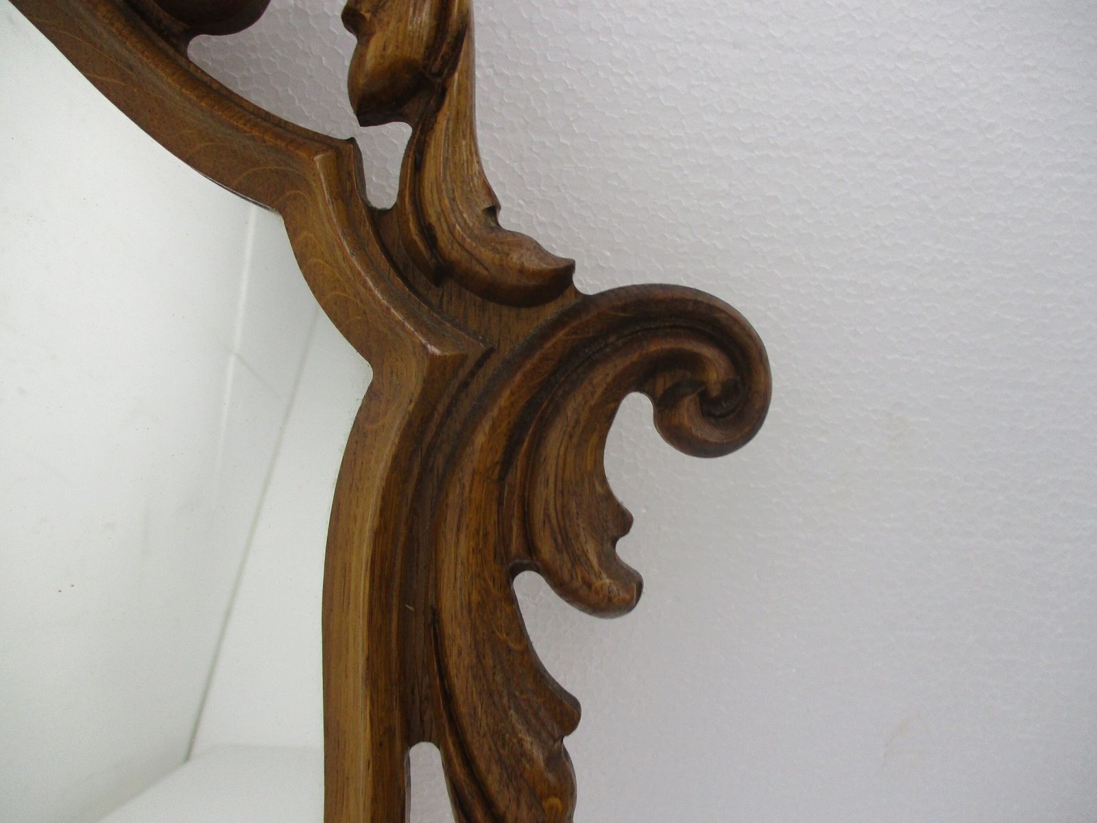 Large Beautiful Ornate Wooden Oak Wall Hanging Mirror Romantic Hollywood Regency photo Home Decor
