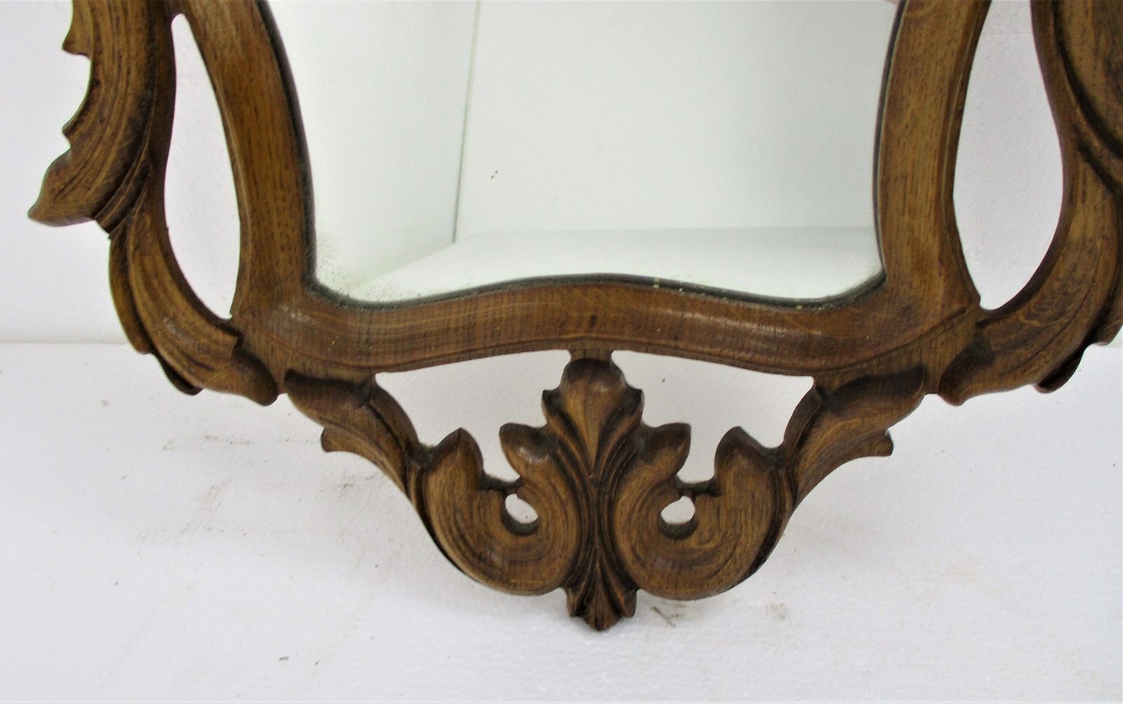 Large Beautiful Ornate Wooden Oak Wall Hanging Mirror Romantic Hollywood Regency photo 162.0
