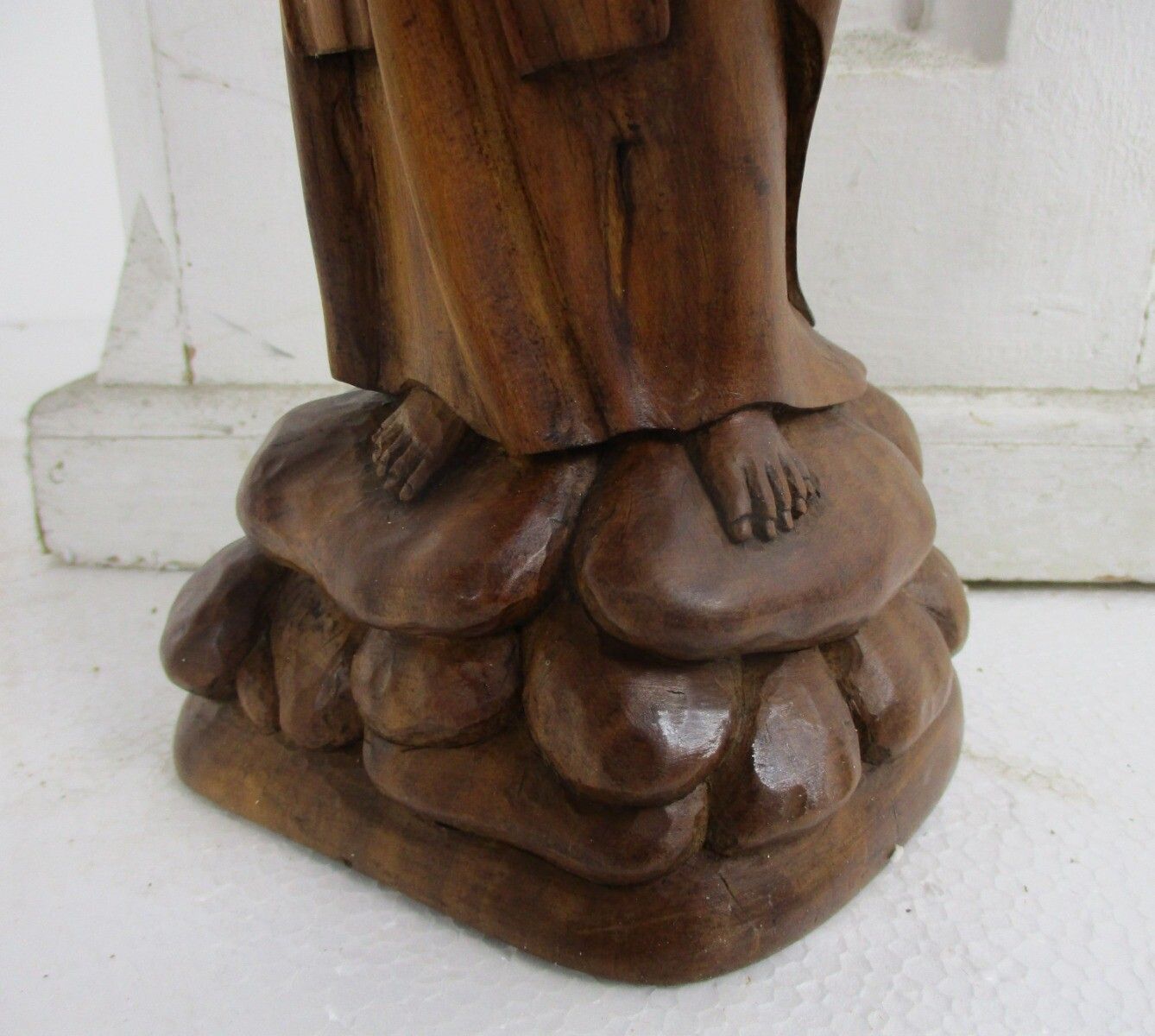 Hand Carved Wooden Statue Virgin Mary Our Lady Madonna Walnut Ornate photo buy