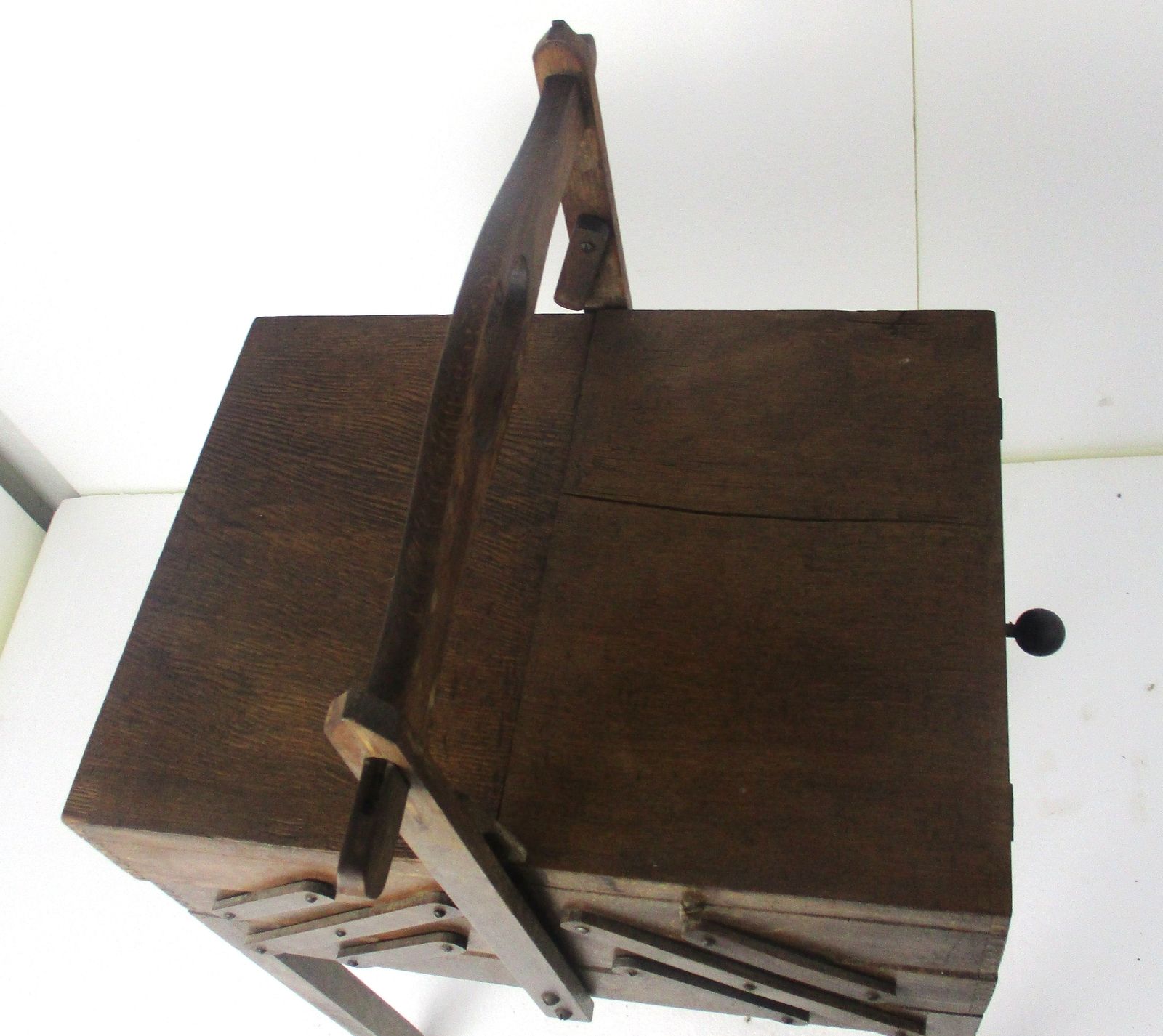 Large Art Deco Torck Wooden Sewing Box Basket Stand Signed Torck Accordion photo Home Decor