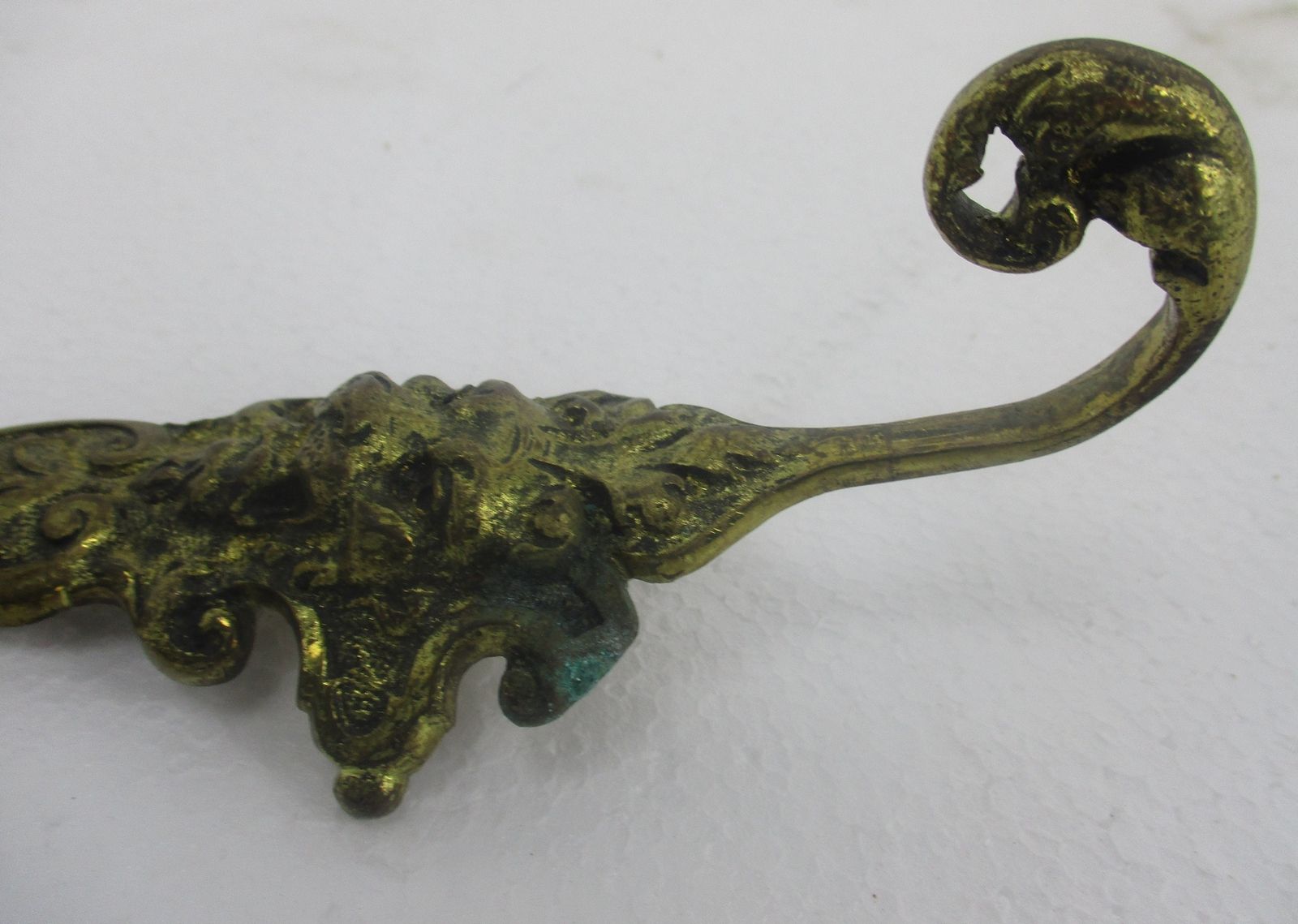 Pair Antique Brass Hooks Architectural Reclaimed Trims Moldings Furniture Lion H photo Home Fixtures