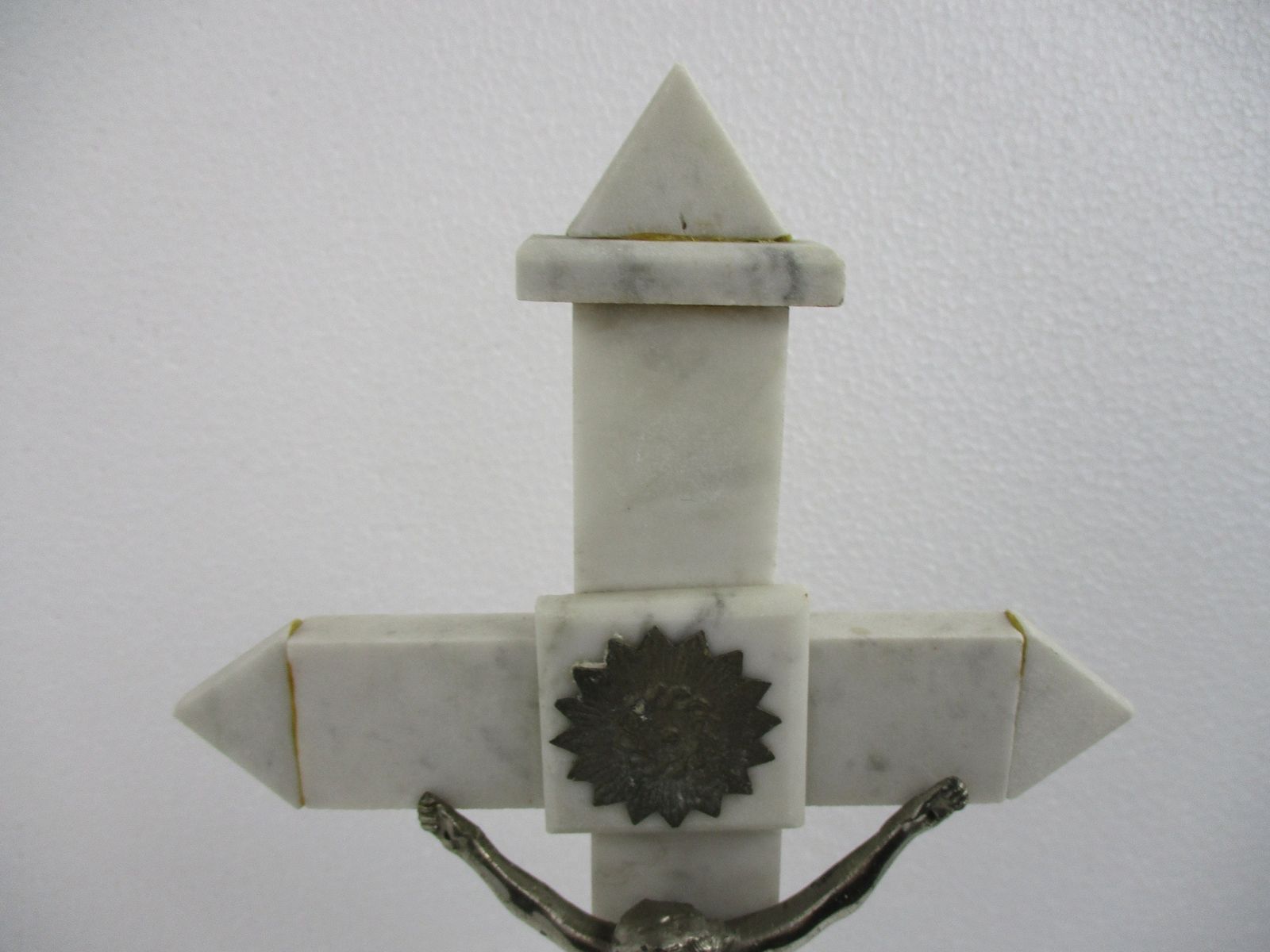 Antique Ornate Marble Onyx Jesus Christ Cross Cross Table Standing Crucifix 17.3 photo furniture