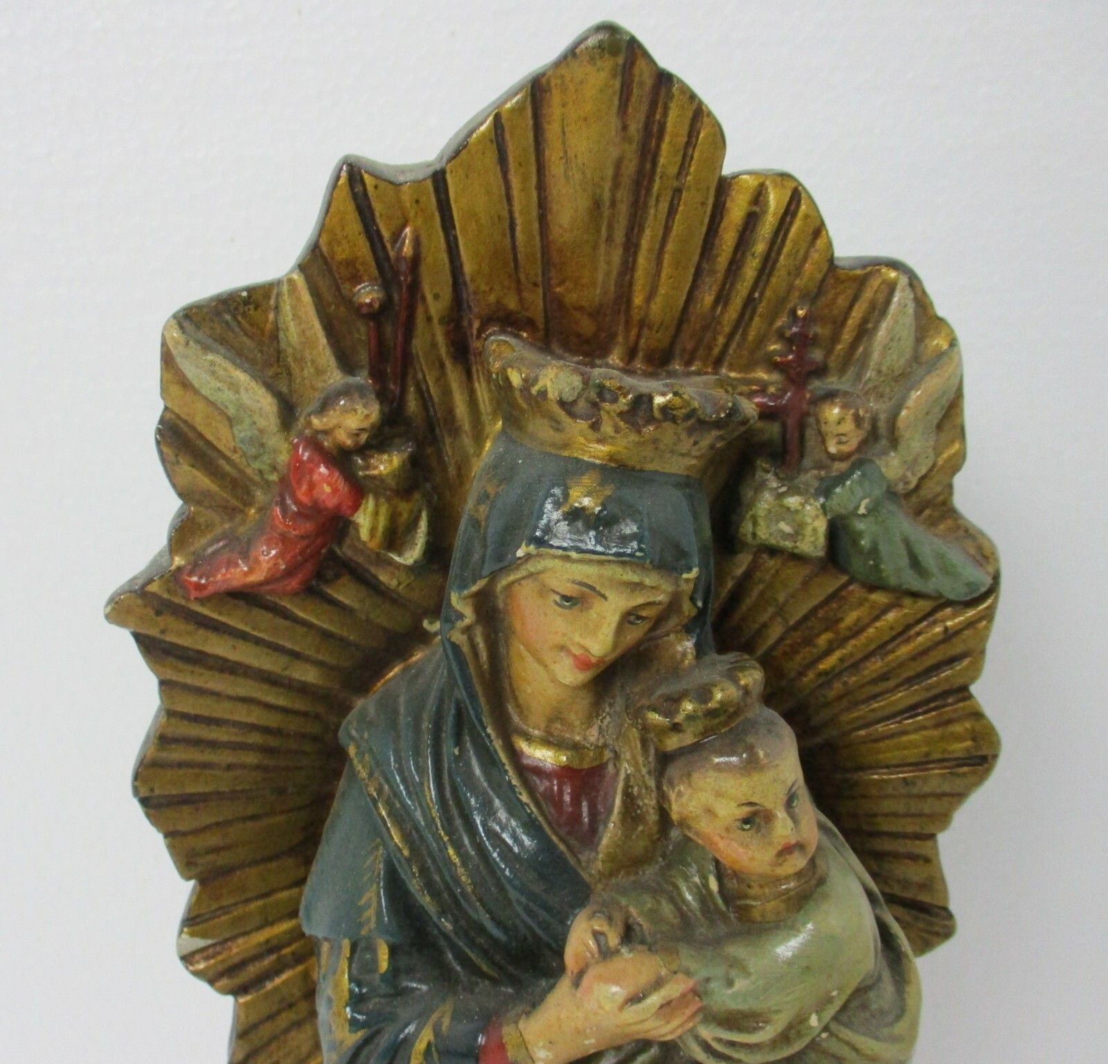 Statue Our Lady Of Perpetual Help Perpetuo Socorro Child Plaster Htf Polychrome photo furniture