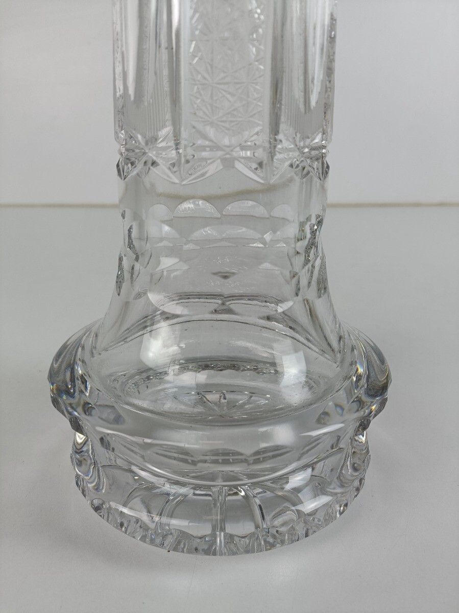 Stunningly Beautiful Vase Crystal Bohemian Vintage Stylish Cut To Clear photo Home Decor