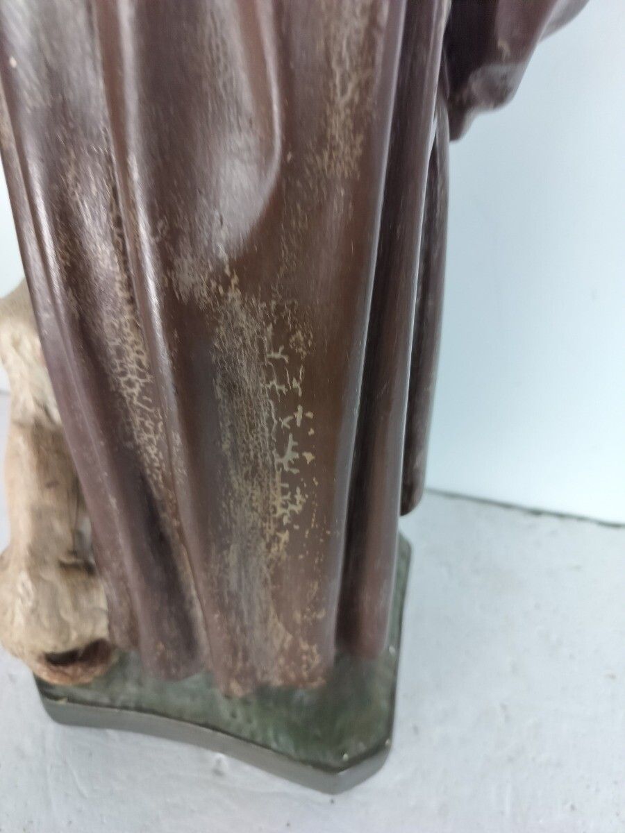Large Statue Saint Roch Rocchus Rocco Plaster Patron Of Dogs Bachelors Collector photo vintage