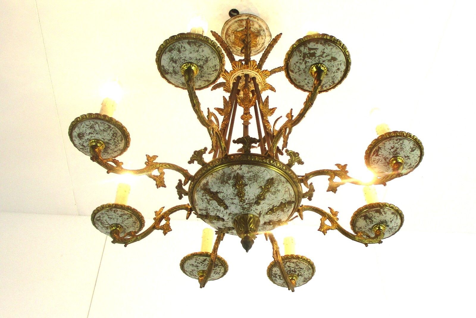 8 Arm Lights Chandelier Revival French Empire Bronze Doré Gilded Copper Stunning photo for sale