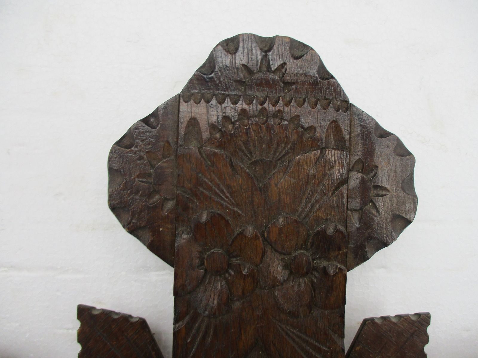 Ornate Hand Carved Wood Wall Hanging Crucifix Cross Jesus Christ Brass Corpus St photo furniture