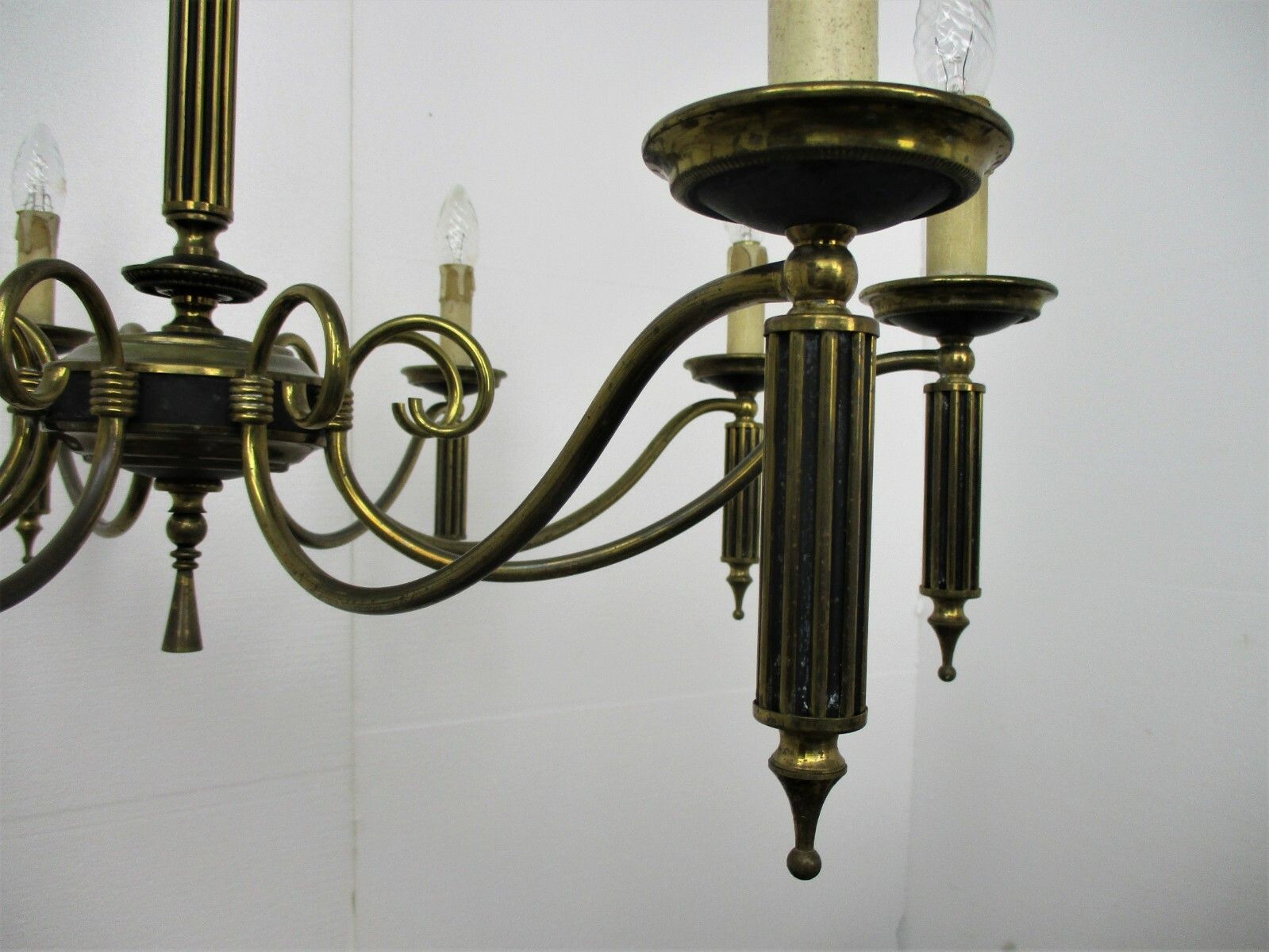 8 Arm Lights Pan Chandelier Revival French Empire Style Brass Ornate Antique photo Lighting