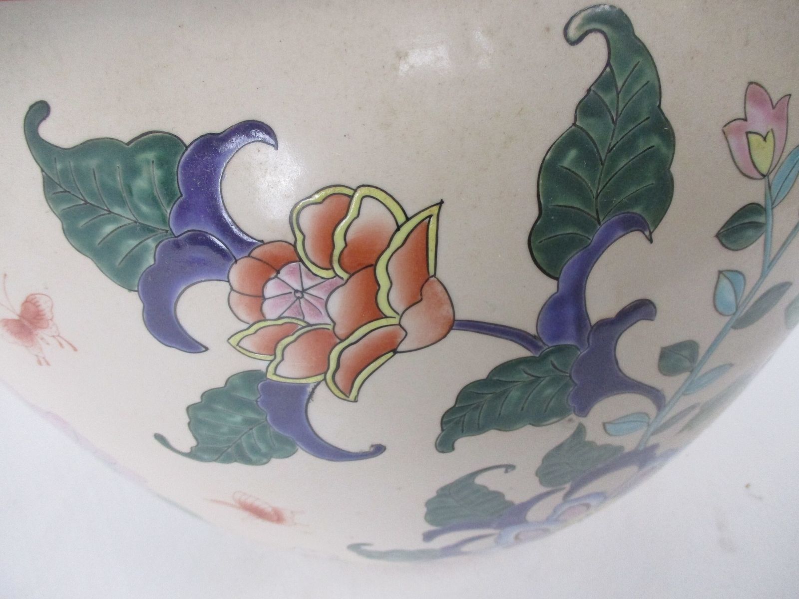Xl Vintage Chinese Porcelain Koi Fish Bowl Planter Vase Cachepot Flowers  Stunni photo Home Decor