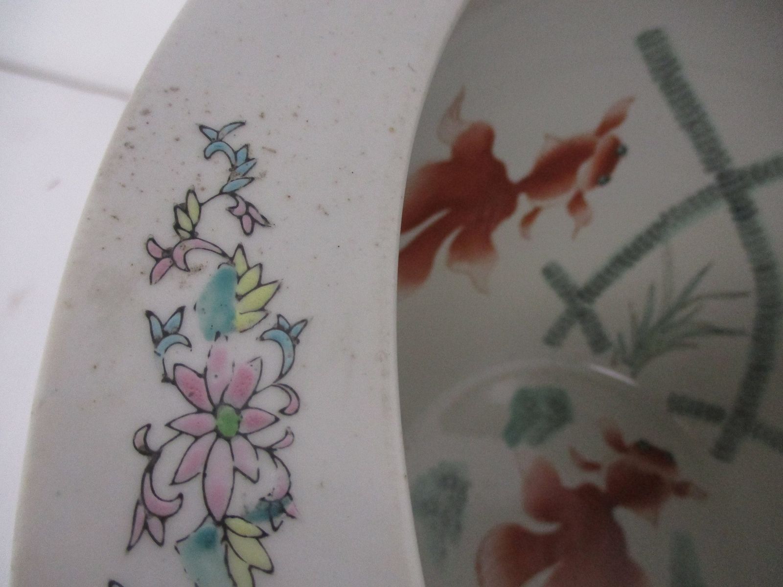 Xl Vintage Chinese Porcelain Koi Fish Bowl Planter Vase Cachepot Flowers  Stunni photo 485.0