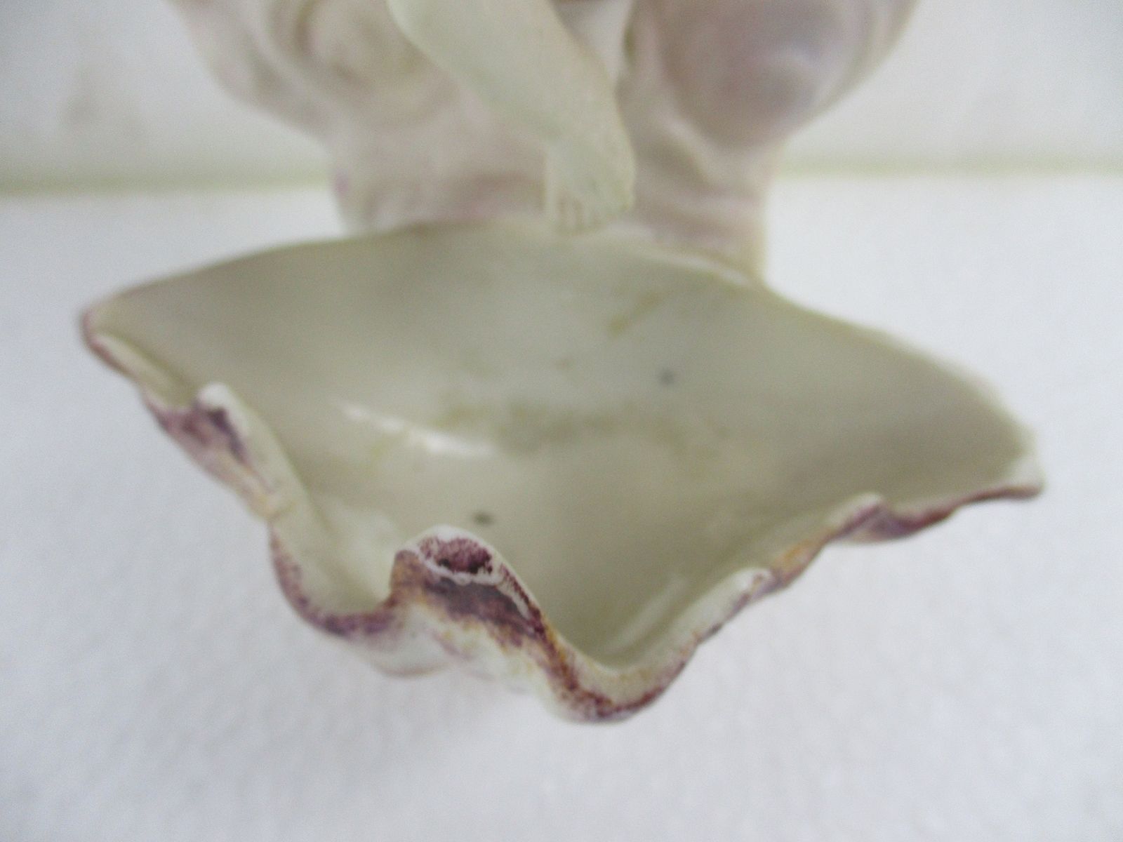 Stunning French Holy Water Font Vessel Infant Angels Flower Crown Bisque Htf photo Home Decor