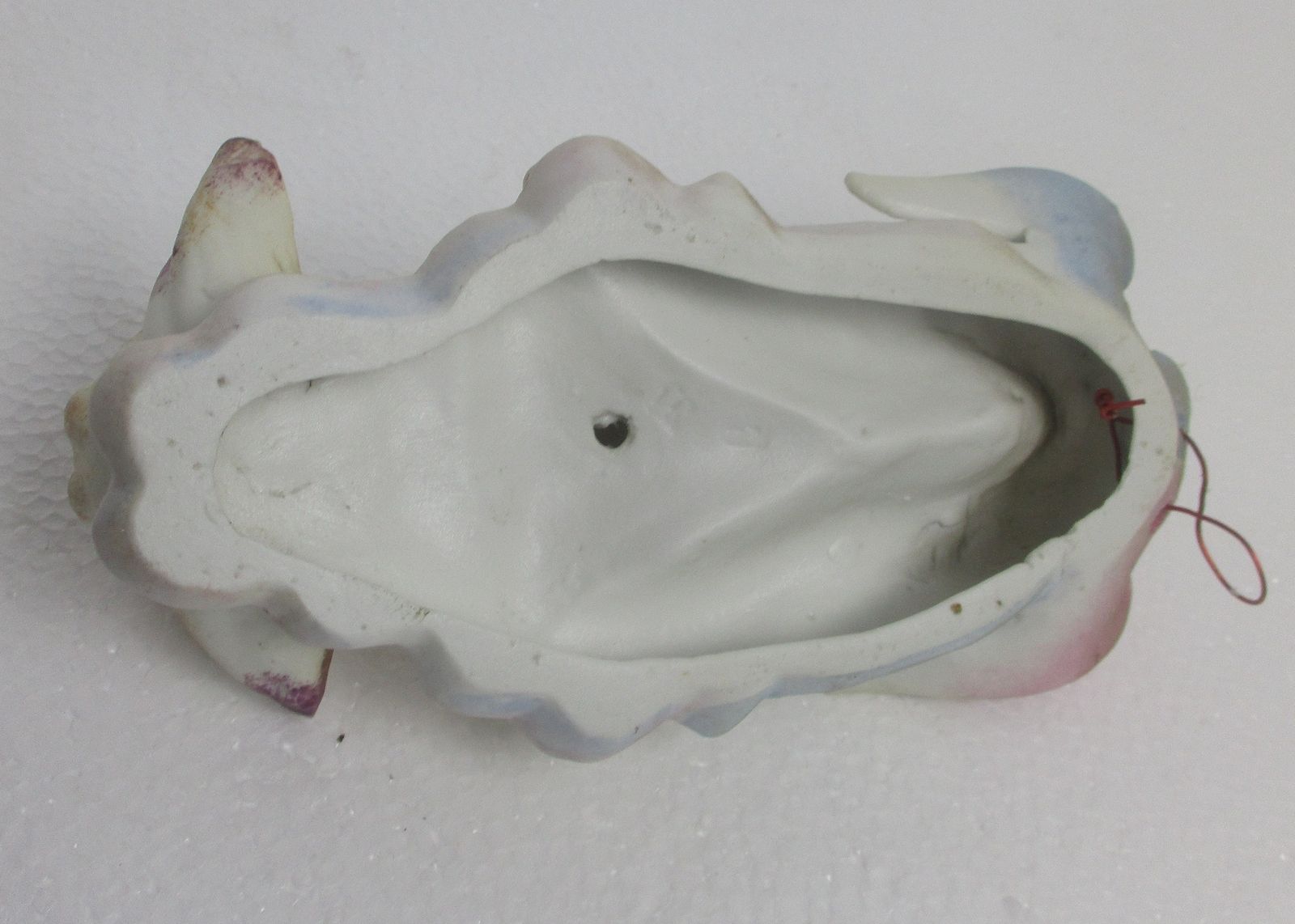 photo for sale Stunning French Holy Water Font Vessel Infant Angels Flower Crown Bisque Htf